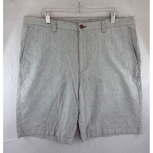 Tommy Bahama Men's Size 38 Blue Pinstripe Linen Blend Flat Front Chino Shorts